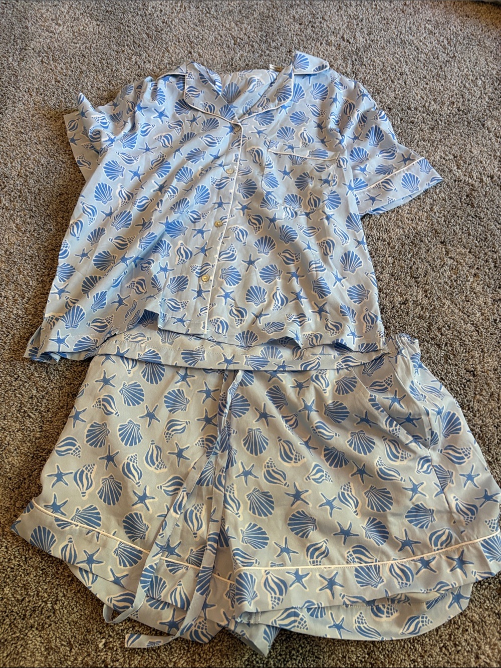 Rachel Zoe Blue Seashell Print Women's Matching pj set (worn once)